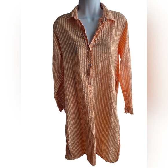 Mille Resort & Travel Dresses & Skirts - Mille Resort & Travel Orange  Striped Dress Cover Up Size S